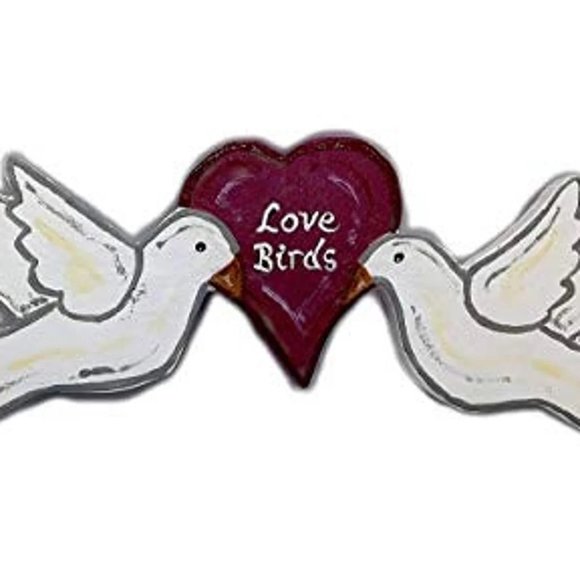 Wooden Love Birds Magnet Handmade Handcrafted - Picture 1 of 5